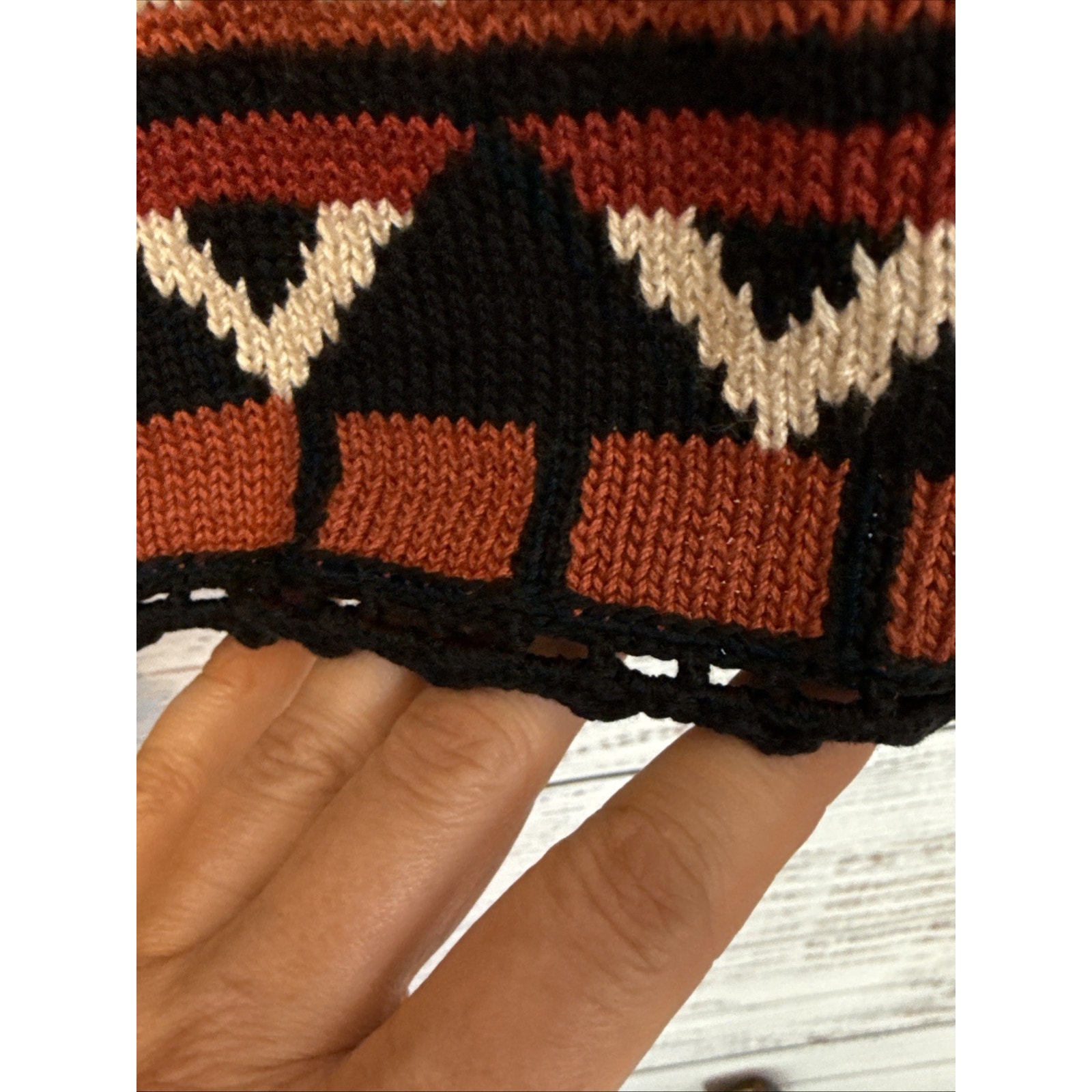 Euc Peruvian Connection Art Insect Aztec Cardigan Sweater 100% Pima Cotton Lg — image 7 of 8